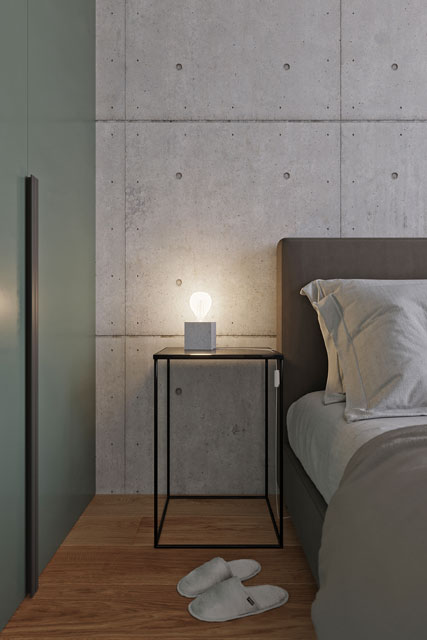 Loftowa lampka biurkowa z betonu EX588-Abes z kształcie kwadratu