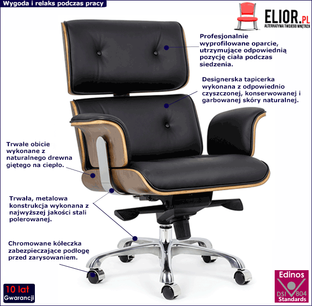 Czarny fotel obrotowy Levana 2X