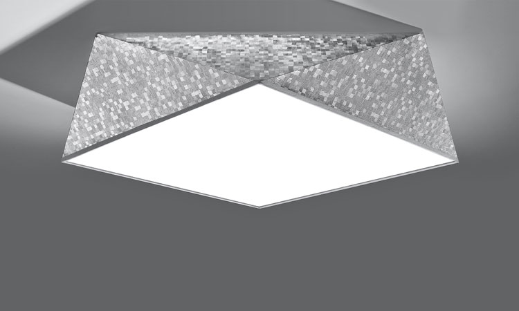 Srebrny nowoczesny plafon o geometrycznych kształtach EX591-Hexi