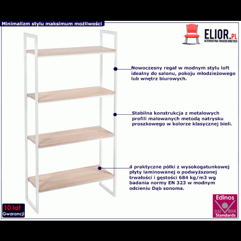 Biały minimalistyczny regał Verdon 5X