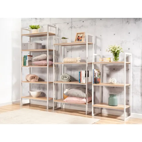 Wizualizacja aranżacji z wykorzystaniem białego regału Verdon