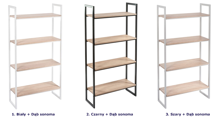 Wybór dostępnych wersji kolorystycznych regału Maso 5X