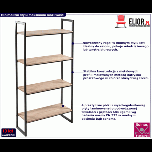 Czarny minimalistyczny regał Verdon 5X