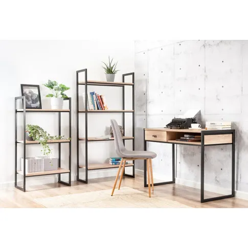 Wizualizacja aranżacji z wykorzystaniem czarnego regału Verdon