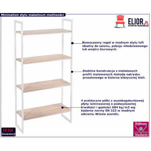 Biały minimalistyczny regał Verdon 6X