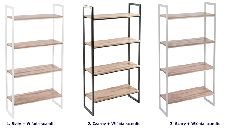 Wybór dostępnych wersji kolorystycznych regału Maso 6X