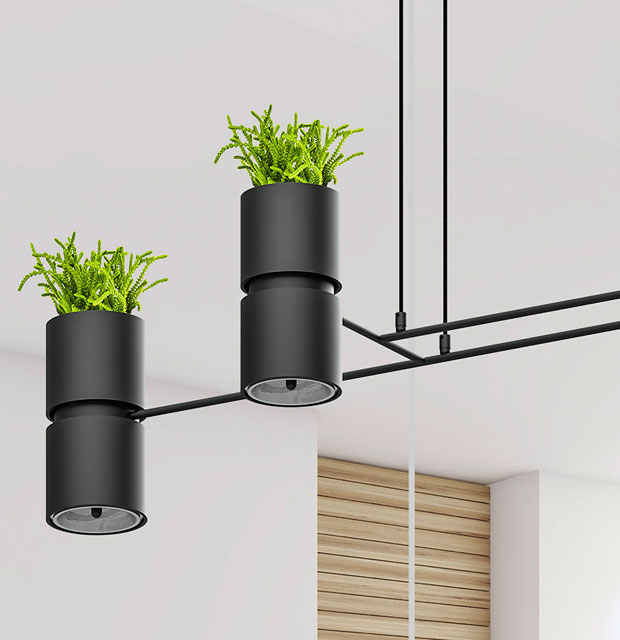Industrialna lampa wisząca nad stół z kwietnikiem P500-Mesa