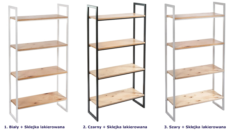Wybór dostępnych wersji kolorystycznych regału Maso 7X
