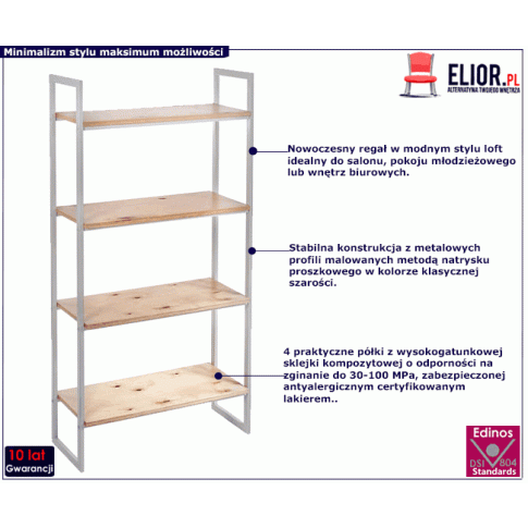 Szary minimalistyczny regał Verdon 7X