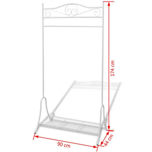 Wymiary białego wieszaka na ubrania Passo