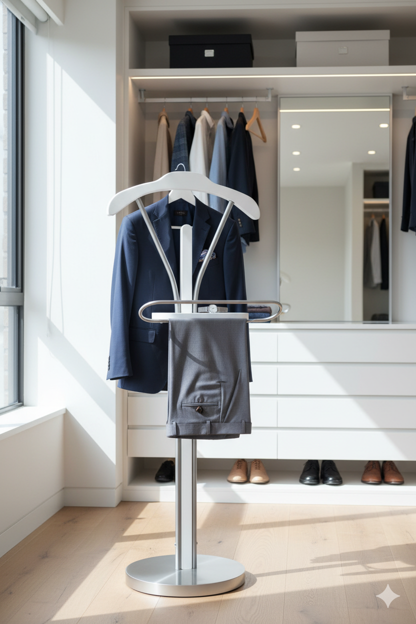 Aranżacja garderoby z wieszakiem na garnitur z półką - Gareno