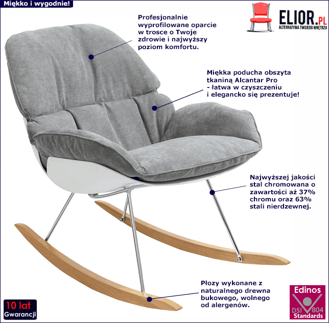 Jasno szary fotel bujany Diano 2X