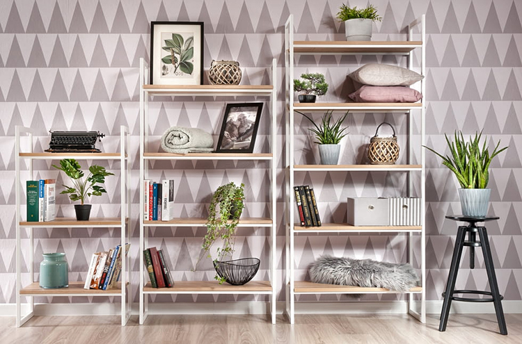 Biały regał z 5 półkami w stylu industrialnym Maso 8X