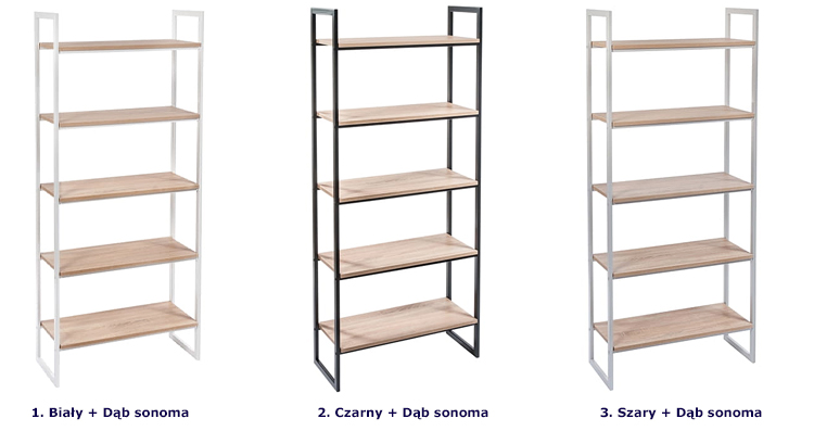 Wybór dostępnych wersji kolorystycznych regału Maso 8X