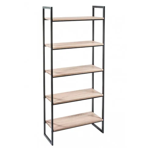 Czarny loftowy regał z 5 półkami dąb sonoma Verdon 8X