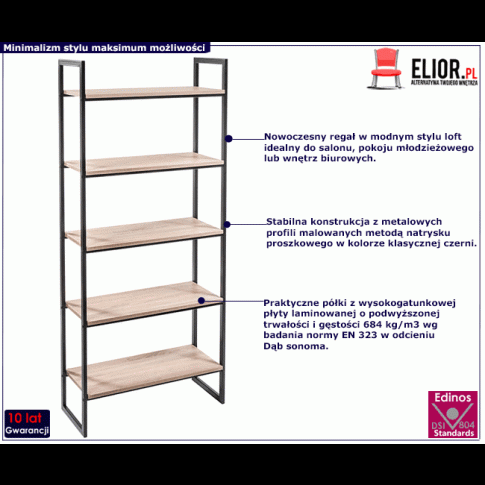 Czarny minimalistyczny regał Verdon 8X