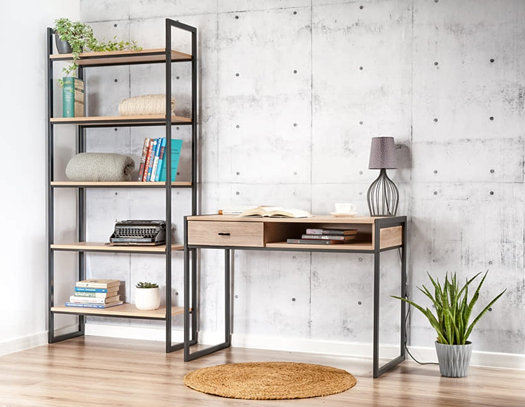 Czarny regał z 5 półkami w stylu industrialnym Maso 8X