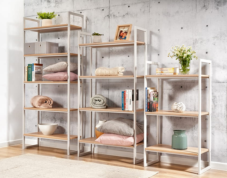 Szary regał z 5 półkami w stylu industrialnym Maso 8X