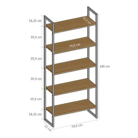 Szczegółowe zdjęcie nr 6 produktu Biały metalowy regał z półkami wiśnia scandic - Maso 9X