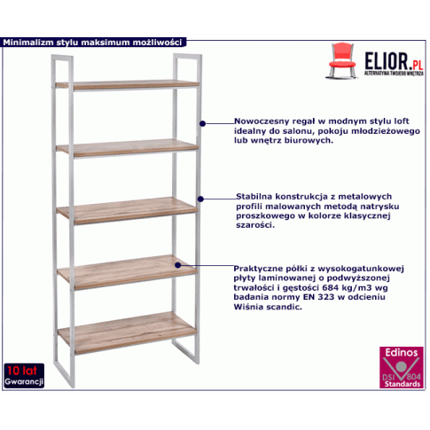 Szary minimalistyczny regał Verdon 9X