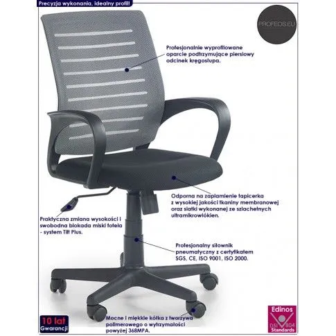 Fotografia Fotel biurowy obrotowy Ognis - popielaty z kategorii Fotele