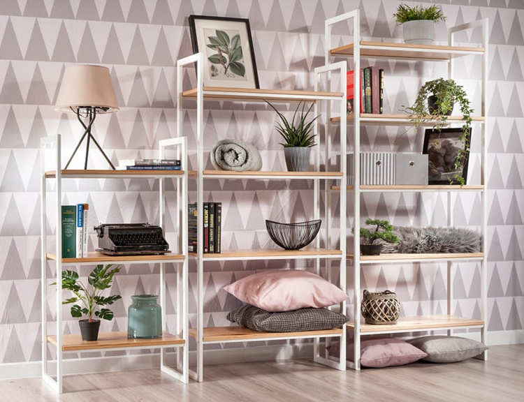 Biały regał z 5 półkami w stylu industrialnym Maso 10X