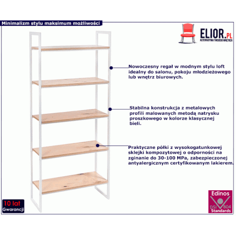 Biały minimalistyczny regał Verdon 10X