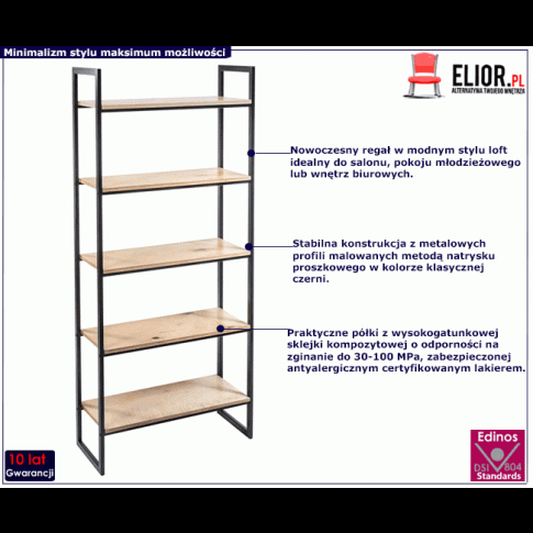 Czarny minimalistyczny regał Verdon 10X