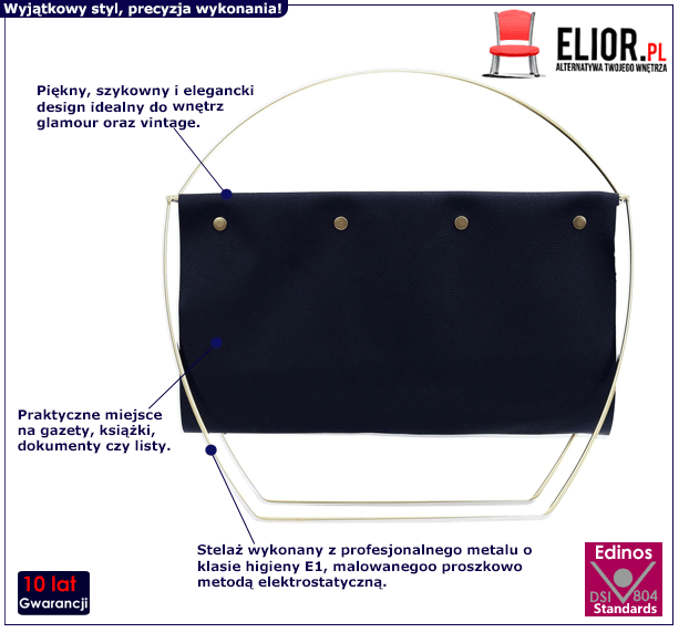 Czarno złoty gazetnik Tulumis - glamour