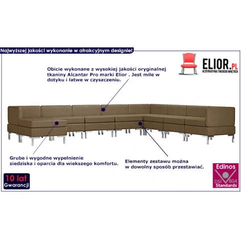 Brązowy 9-częściowy zestaw wypoczynkowy Marsala 9A