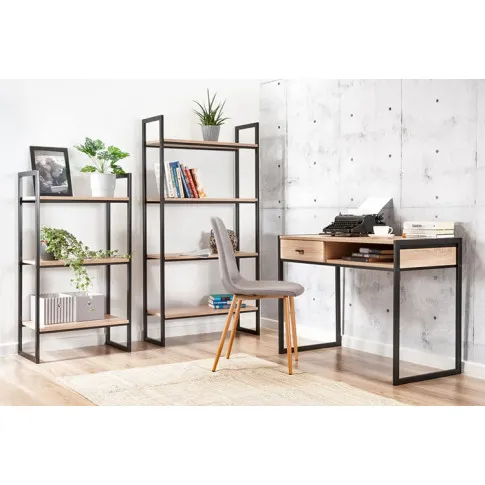 Aranżacja loftowego biurka metalowego z blatem dąb sonoma Verdon 11X