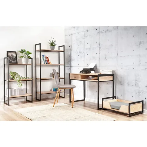 Aranżacja z wykorzystaniem biurka metalowego z blatem dąb sonoma Verdon 11X