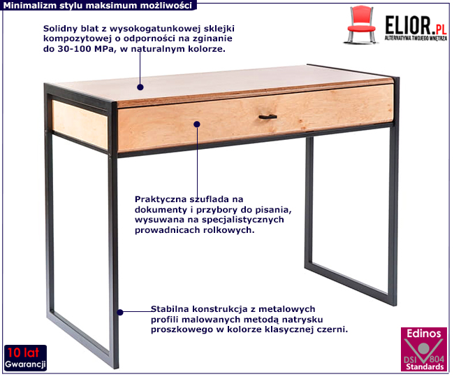 Metalowe biurko z blatem ze sklejki lakierowanej Maso 11X