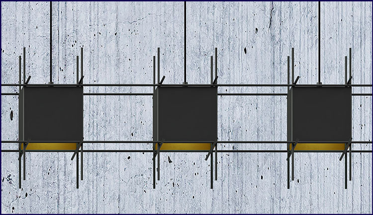Czarna loftowa lampa wisząca EX610-Rowtex z pięcioma kwadratowymi abażurami