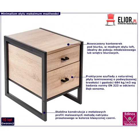 Loftowy kontenerek z blatem dąb sonoma 12X