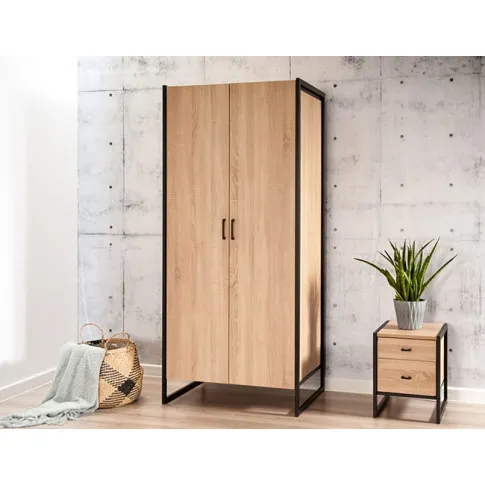 Wizualizacja wnętrza z wykorzystaniem metalowego konterka z blatem dąb sonoma Verdon 12X