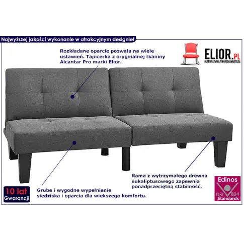 Tapicerowana rozkładana jasnoszara sofa Iluna 3X