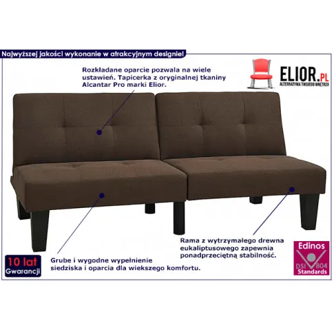 Tapicerowana rozkładana ciemnobrązowa sofa Iluna 3X