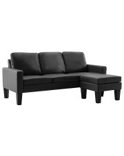3-osobowa czarna sofa z ekoskóry z podnóżkiem - Zuria 4Q w sklepie Edinos.pl