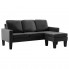 3-osobowa czarna sofa z ekoskóry z podnóżkiem - Zuria 4Q