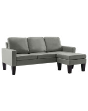 3-osobowa szara sofa z ekoskóry z podnóżkiem - Zuria 4Q w sklepie Edinos.pl
