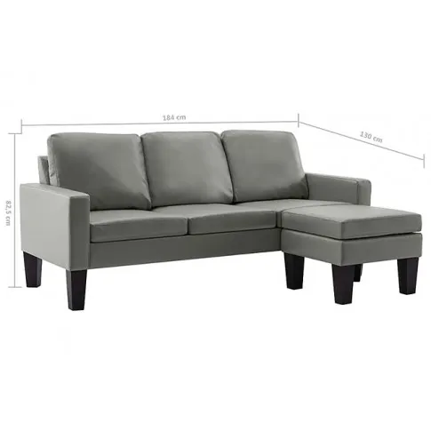 Trzyosobowa szara sofa z ekoskóry Zuria 4Q
