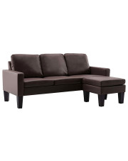 3-osobowa sofa z ekoskóry z podnóżkiem brązowa - Zuria 4Q w sklepie Edinos.pl