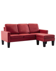 3-osobowa sofa z ekoskóry z podnóżkiem winna czerwień - Zuria 4Q w sklepie Edinos.pl