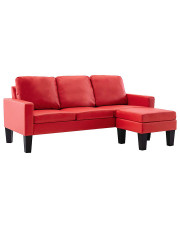 3-osobowa sofa z ekoskóry z podnóżkiem czerwona - Zuria 4Q w sklepie Edinos.pl