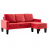 3-osobowa sofa z ekoskóry z podnóżkiem czerwona - Zuria 4Q