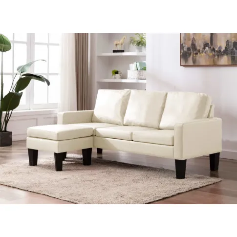 Trzyosobowa kremowa sofa z ekoskóry Zuria 4Q