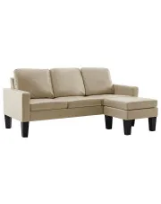 3-osobowa sofa z ekoskóry z podnóżkiem cappuccino - Zuria 4Q