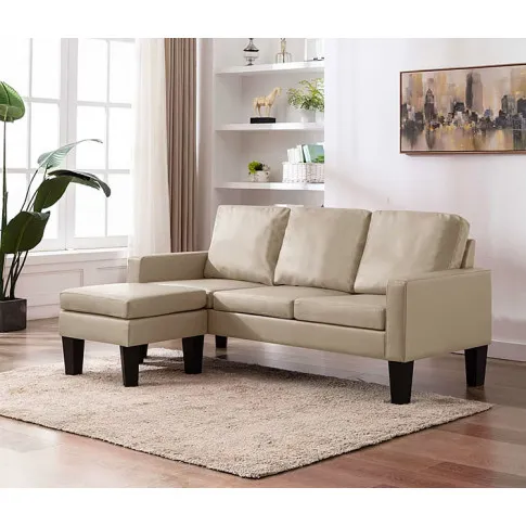 Trzyosobowa cappuccino sofa z ekoskóry Zuria 4Q