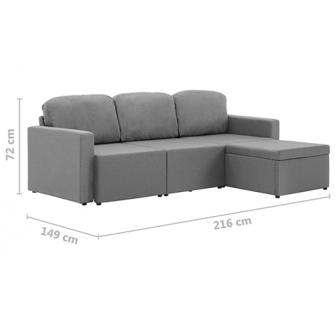 Rozkładana sofa z tkaniny jasnoszara Lanpara 4Q